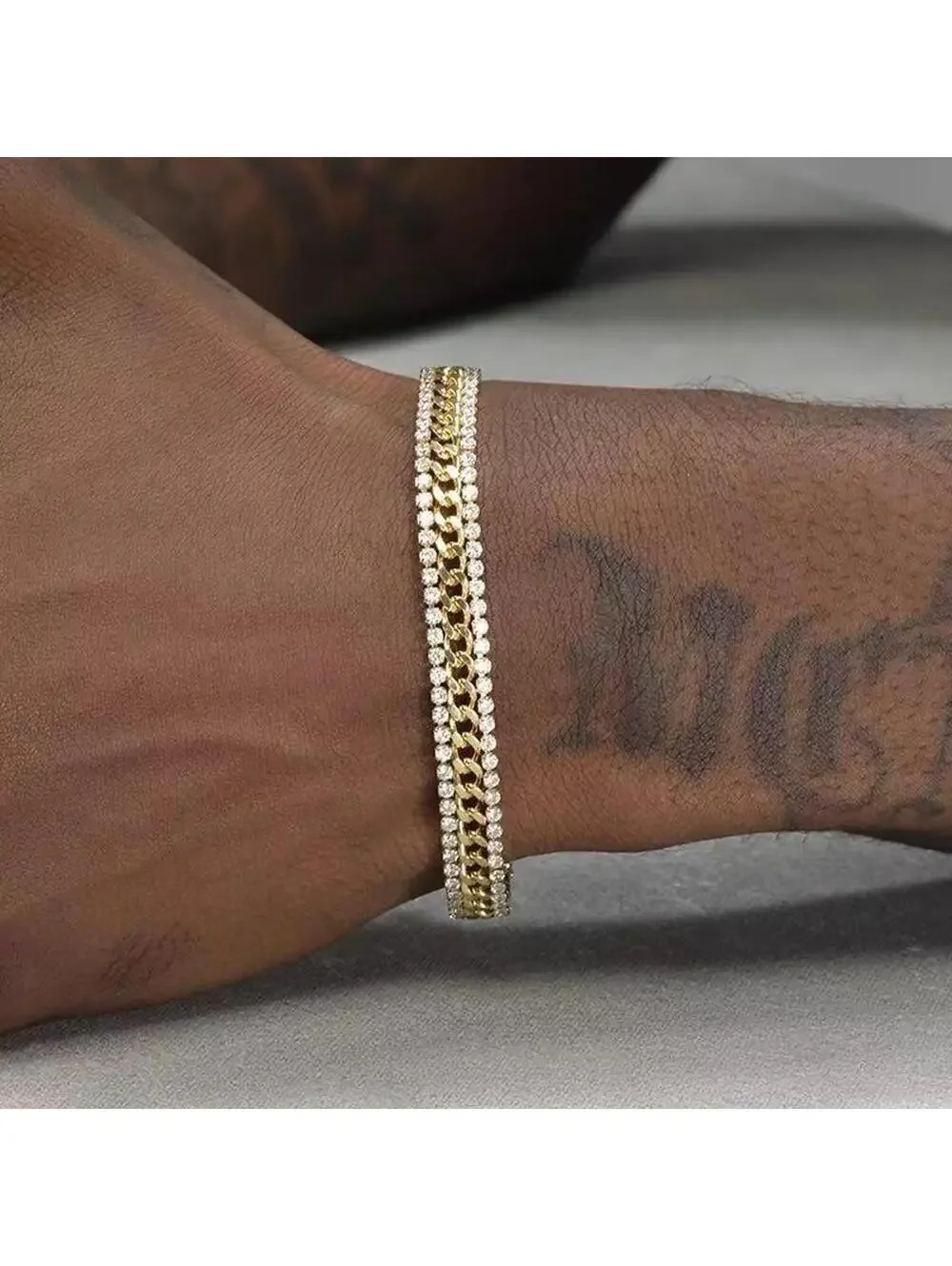 Chain and Tennis - Bracelet - Gold - CZs - 6.5 - 8.5